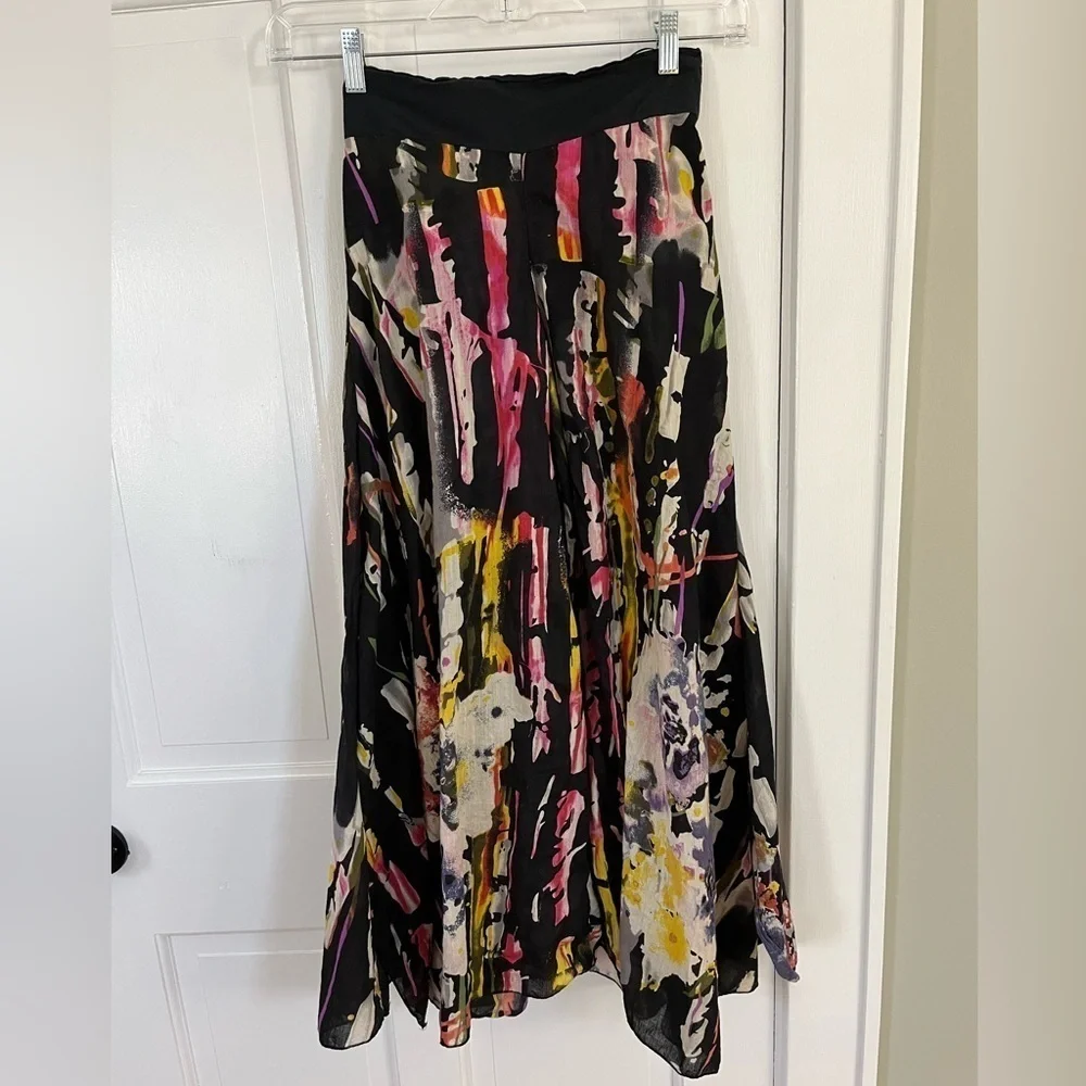 Happy Few Bohemian Wide Leg Lightweight Colorful Pull On Cotton Pants Artsy S/M